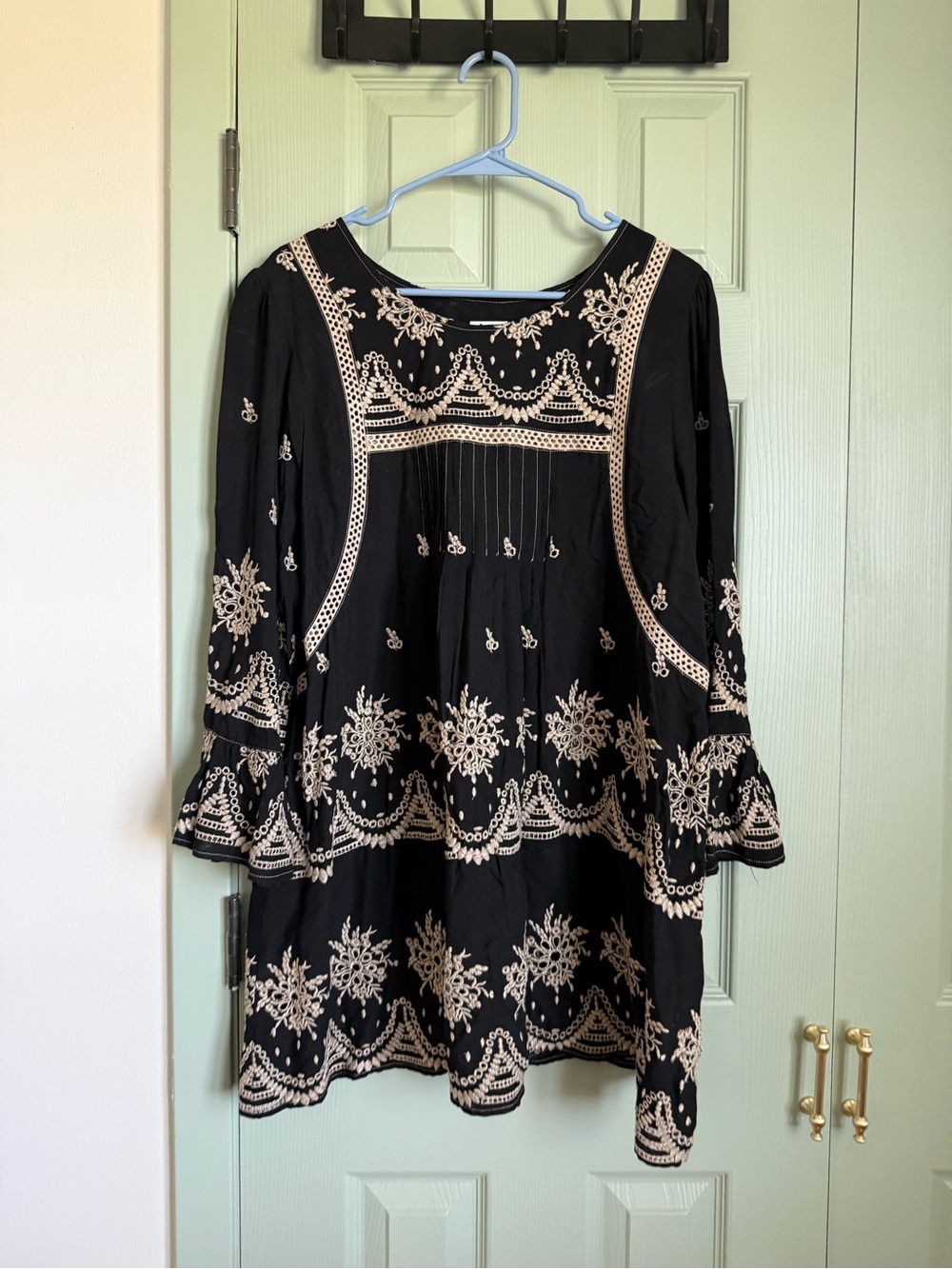 ivy jane Black Tunic with Cream Embroidered Detail